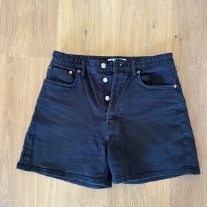 Hugh waisted Black button up denim shorts
